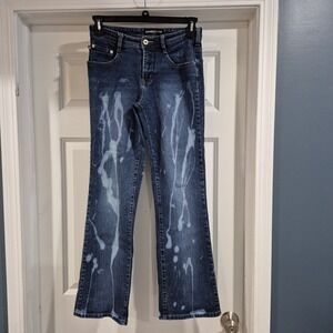Vtg Express Jeans Womens 5/6 Bootcut Flare Tie Dye‎ Bleached Grunge Rave 90s Y2K